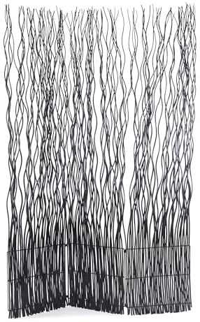 DESIGN DELIGHTS Weiden RAUMTEILER Wave 3 | 170x120 cm (HxB), Weidenholz | 3-teilige Trennwand, Paravent, Zweig Raumtrenner | Farbe: schwarz