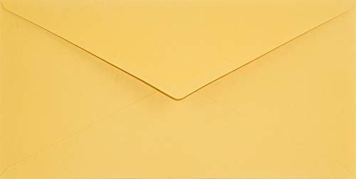 Netuno 25 Briefumschläge Sonnen-Gelb DIN lang 11x22 cm stilvoll und fein | 120g Keaykolour Indian Yellow · hochwertige gelbe Umschläge für Ostern, Geburtstag, Frühling, Einladungen