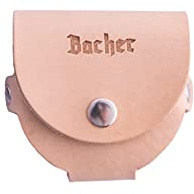 Bacher Läderpåse för Yxa Slipsten - Bältesfodral för Puck 80 mm | 3 mm vegetabiliskt barkgarvat nötläder | handsytt i Polen | bälte upp till 50 mm | runda stenar 80 x 25 mm | utan sten