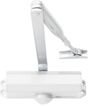 Bricard Door Closer with Compass Arm Force 3 (up to 60 kg). Technology Rack Pinion Colour White