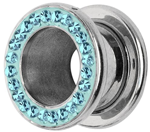 Modern Nature Piercing-Schmuck Ohrpiercing Flesh Tunnel 316l Stahl in 3-18 mm mit Steinkranz und Epoxy Beschichtung