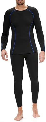 BenBoy Biancheria Intima Termica Uomo Set di Biancheria Funzionale Intima Traspirante Base Layer Invernale Termiche Abbigliamento Termico Intimo per Sci Ciclismo Corsa,QY6046M-Black-2XL