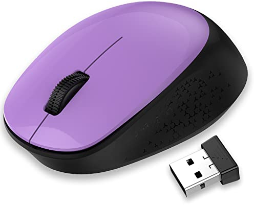 LeadsaiL Souris sans Fil 2,4 G silencieuse avec récepteur USB, Suivi Optique 1600 DPI, Souris 3 Boutons, pour droitiers et gauchers, Compatible avec PC, Mac, Ordinateur Portable, Windows - Violet