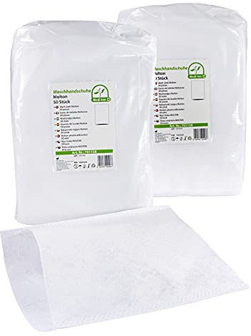 Medi-Inn+ Einmal-Waschhandschuhe Molton 75/gm² | für eine schnelle & gründliche Körper- & Intimpflege | 2 x 50 = 100 Stück