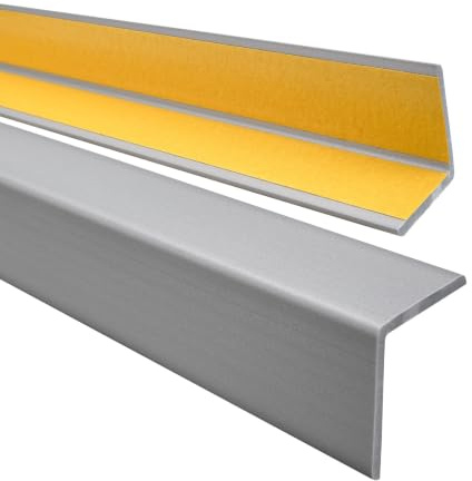 Quest Cornière PVC 40 x 40 mm Flexible - Argenté, 180 cm | Protège-angle souple autocollant, résiste aux chocs sur coins et rebords, pose facile, cuisine, salle de bain & couloirs