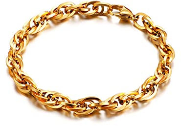 Skcess Armband Männer Gold，Gliederarmbänder Einfache Kette Rostfreier Stahl Männer Schmuck 6.5Mm20cm