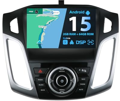 JOYX Android 13 bilradio passar Ford Focus (2012–2017) – Trådlös Carplay Android Auto – backkamera gratis – [2G + 32G] – IPS 9 tum – GPS 2 Din – DAB rattstyrning 4G WiFi BT fast båt