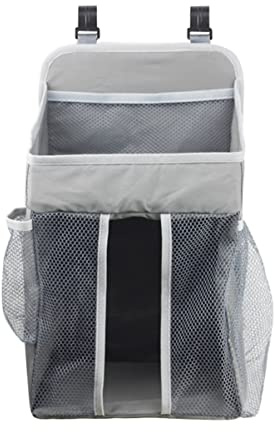 Zerodeko Hanging Diaper Storage Bag for Crib Nursery Grey Organizer Capacity for Diapers Clothes Toys Design for Bedside Stroller Use