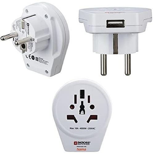 Hama Reiseadapter World to Europe USB für 2- und 3-polige Geräte, 1x USB