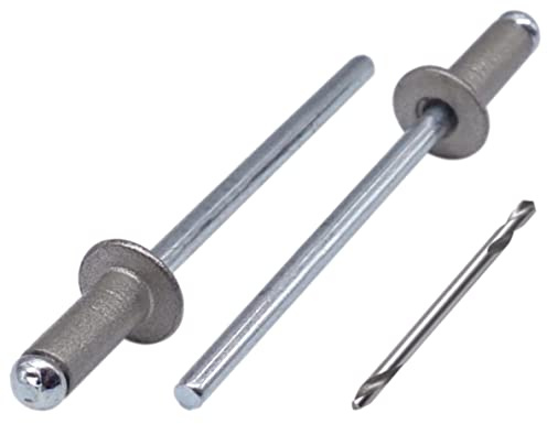 SKIR'CO (100 Stück) Blindnieten lackiert 3,2 x 8 mm, Aluminium Popnieten, Bohrer enthalten (Grau Aluminium RAL 9007)
