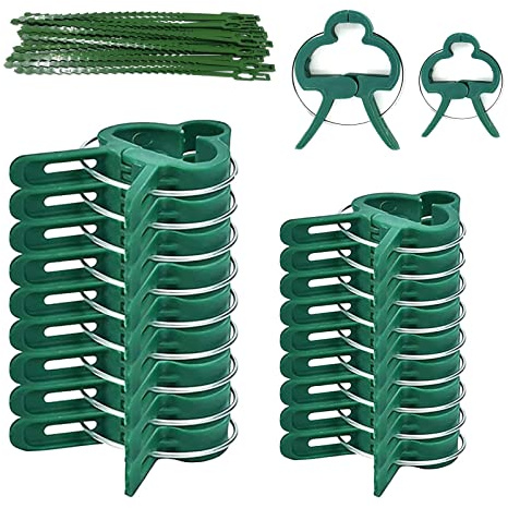 90 Stück Pflanzenclips, Pflanzenklammern-Set (30 Große Clips, 30 Kleine Klammern, 30 Krawatten), Einstellbar, für Gurken, Tomaten, Blumen Sowie Kletterpflanzen Im Innen- und Außenbereich Geeignet