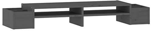 vidaXL Monitorständer Schreibtischaufsatz Monitorerhöhung Bildschirm Aufsatz Bildschirmerhöhung Bildschirmständer Grau 100x27,5x15cm Massivholz Kiefer