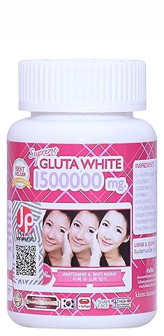 Supreme Gluta White 1500000mg for Skin Whitening, Skin Moisturizer, Collagen Stimulator Healthy Blood Circulation Remove Dark Spots & Acne Scars L-Glutathione 30 Softgels (Pack of 1)