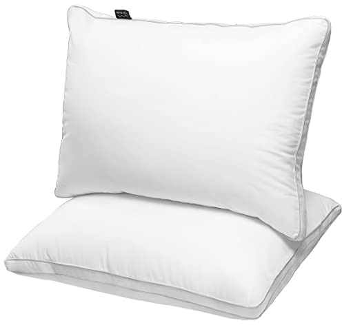 JICUSE Bed Pillows Standard Size Set of 2, Hotel Quality Standard Pillows 2 Pack for Sleeping with Soft Down Alternative Filling, Gusseted Bedding Pillow for Back, Stomach or Side Sleepers, 20 x 26
