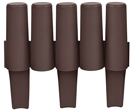 UISEBRT Rasenkante Kunstoff Holzoptik Beeteinfassung 2,8m Garten Border Gartenzaun Mähkante Beetumrandung Palisade Blumenbeet Garten Dekorativ, 1 Element (L x H): 28cm x 24,5cm, Braun