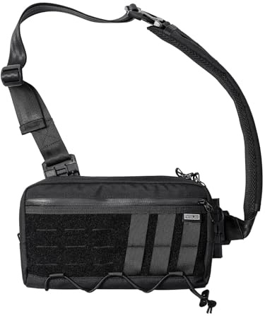 TACTICAL_GEEK Cache L3 EDC Bolso Sling Para Pecho, Bolso cruzado, Bolso de Hombro, Nylon CORDURA, Porte de Viaje, Cremallera YKK, Mochila Táctica de Hombro, Correa Ambidiestra de Excursionismo Negro