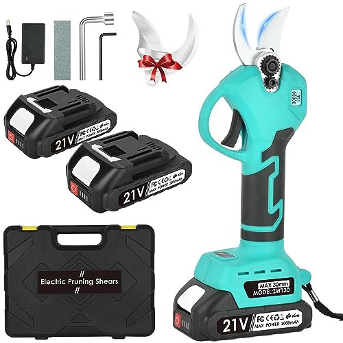 Forbici Potatura Elettriche - 30mm Cesoie Potatura Elettriche Professionali Con 2 21V/2000 mAh Batteria - Forbici a batteria Pruning Shears da potatura per potatura per Giardinaggio Albero
