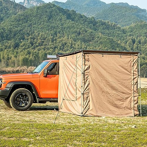 WOLWES Roof Rack Awning, Car Awning Camping Retractable Camper Awning, Optional Side Cloth, Car Side Awning, PU5000mm, UPF50+, Outdoor Camping Travel (Color : With cloth house, Size : 160 * 250CM)