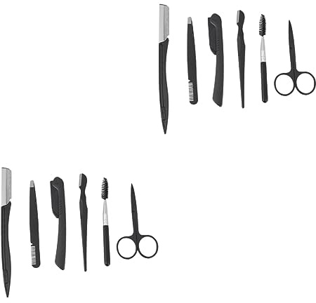 Beaupretty 12piezas Cuidado De Cejas De Acero Inoxidable Kit De De Cejas Plegable Cepillo y Formador Herramientas De Maquillaje Prácticas y Para Viajes