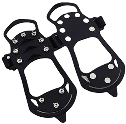 SMELEYOU Crampons Ice Grippers für Stiefel und Schuhe Anti -Slip -Eisgriffe für Schuhe 10 Bolzen EIS Traktion Gummispik