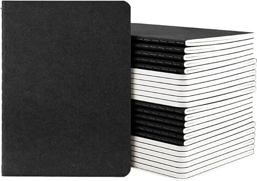 Yarotm Notizbuch A6-24 Stück Notizheft Kariert 5mm - A6 Mini Notizbuch Klein 10x14cm 60 Seiten - 100GSM Papier Kariert Tagebuch Softcover Notizblöcke Notebook Schwarz