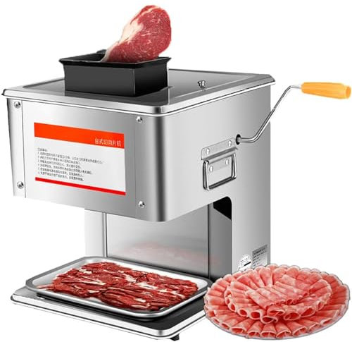 YOtat Cortadora De Carne Eléctrica (2,5 Mm-15 Mm), Picadora Cortadora De Verduras De 850 W, Cortadora Automática En Cubitos, Máquina Eléctrica/Manivela (Plata 3,5 Mm)