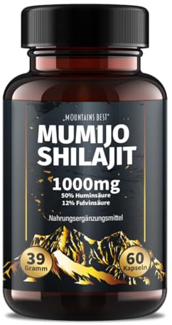 NEU: Saint Nutrition® Mumijo Shilajit 1000 mg | 50% Huminsäure, 12% Fulvinsäure - original Kapseln extra hochdosiert das schwarze Gold Himalayas, reich an Mineralien