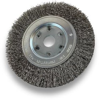 Kibros Brosse circ. touret INOX fil dur Ø 150 mm 1 rang | Fil dur 0.30 mm ondulé, alésage 20 mm + réducteur bague 16/12 mm, pour meuleuse affûteuse ponceuse, décapage ébavurage.