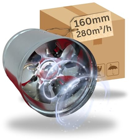 TronicXL 160mm Premium Industrie Axial Rohrlüfter Metall Abluftventilator Lüfter Zuluft Abluft Rohrventilator Abluftlüfter Stahl Kanallüfter für Dauerbetrieb Gebläse Kanalgebläse FAN