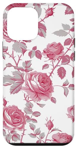 Custodia per iPhone 12 mini Rosa e Bianco Porcellana Motivo Floreale Vintage Botanico