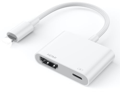 Lightning Digital AV Adattatore [Certificato MFi] Adattatore Lightning HDMI 1080P Cavo HDMI Adattatore Schermo di sincronizzazione video e audio Convertitore Compatibile con iPhone 14/13/12/11/XR