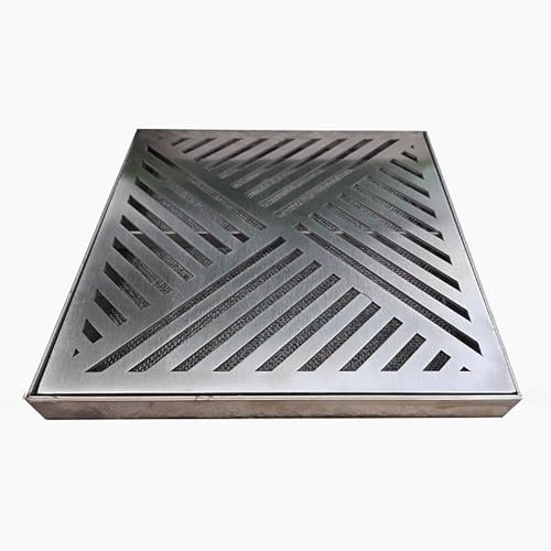 ZIMGOD Entwässerungsrinne Quadratische Abflussgitterabdeckung mit/Metallgitter und Rahmen, Bodenabläufe aus Edelstahl 304 für Beton, Abflusssieb/Abwasserabflussgitter(40x40x3cm (15.7x15.7x1.2in))