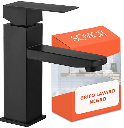 Rubinetto bagno lavabo nero acciaio inox monocomando per acqua calda e fredda con 2 tubi flessibili inclusi rubinetto nero bagno rubinetto bagno nero