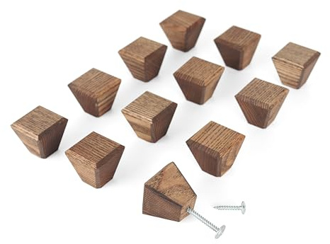 TOROS STORE Möbelknöpfe aus Holz – Rautenform – 2,7 x 2,7 cm – Schrankgriffe, Möbelgriffe für Küchenschränke, Knauf für Schrank, Schubladen Knöpfe, Schrankknöpfe, Holzgriffe für Schränke (Braun 12)