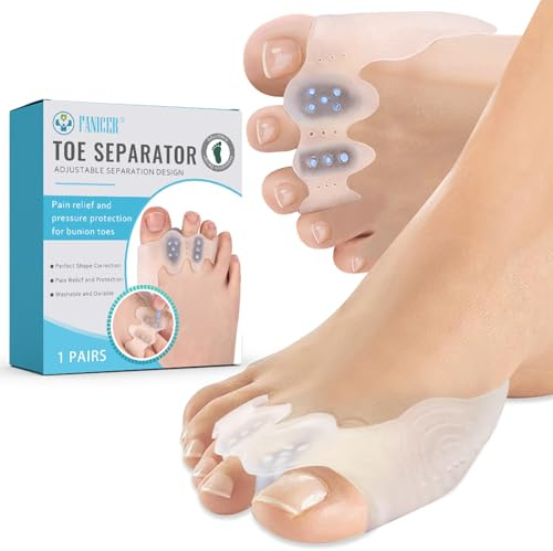 2 Pcs Toe Separator for Hallux Valgus, Hammer Toe Straightener,Stretch Overlapping Toes Corrector, Adjustable Relief Pads to Spread