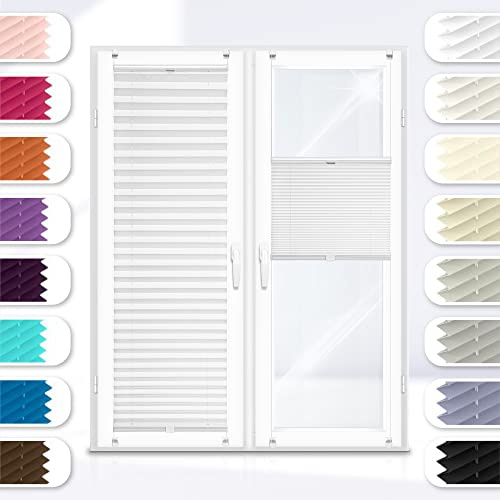Concept Crystal Custom Pleated Window Blind | Installation with No Drilling – Made-to-Measure – Width 30-140 cm, Height 40-230 cm – 23 Fabric Colors – Adjustable Light Filtering – Easy to Install