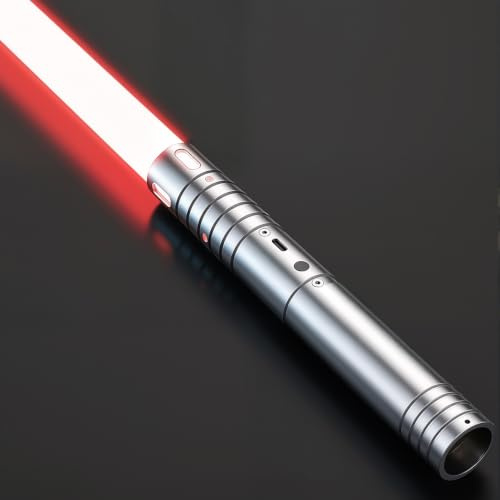 MOZC Espada Láser, Sable de Luz de 2 en 1 15 Colores, 4 Modos y Efectos de Sonido FX, Sable de Luz de Carga USB-C,Espada láser para niños Halloween Cosplay (Plateado 1PC)