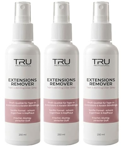 TRU Tape-in-Extensions Entferner Spray 3er Pack je 250 ml - Bonding Löser & Kleber Entferner für Haarverlängerungen - Profi Lösungsmittel