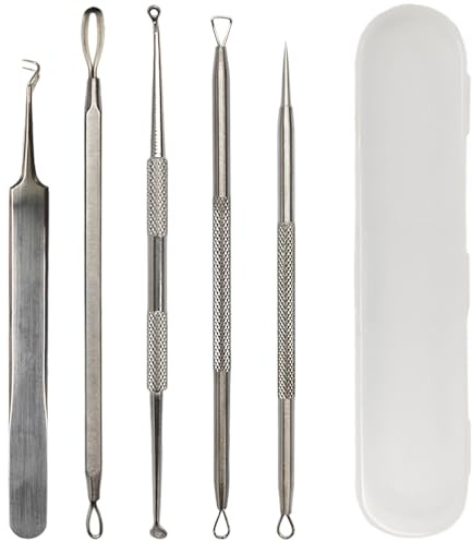 Ram 5 x Pieces Blackhead Remover Pimple Popping Tools Blackhead Extractor Acne Zit Removing Kit