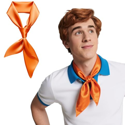 Fred Orange Silk-like Neck Scarf Ascot Jones Costume Accessories 28x28