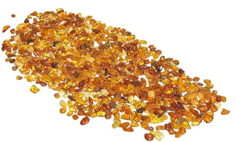 MKÖPKE Bernstein Amber - 25 g honigfarbene Mini-Trommelsteine | 3-10 mm | Naturbernstein | Gute Laune Sonnenstein