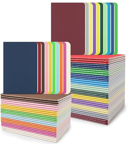 TESIN 60 Stück A6 Kleine Liniert Notizbücher, 9 x 14 cm Notizblöcke Journal Tagebuch set, Mini Pocket Notizbuch für Kinder, Schüler, 24 Blatt / 48 Seiten / 20 Farben