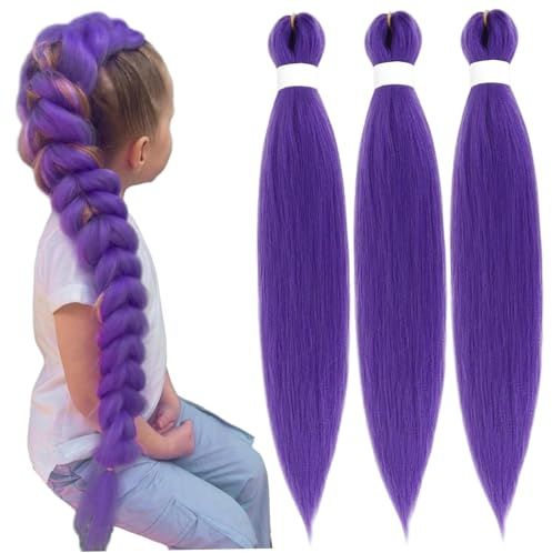 2/3Pcs Rajout Cheveux Tresses Violet, 86cm Extension Cheveux Violet, Meche Violette Cheveuxs Pour Bals Masqués, Cosplay, Scène, Jeux De Rôle, Halloween, Noël (3PCS)