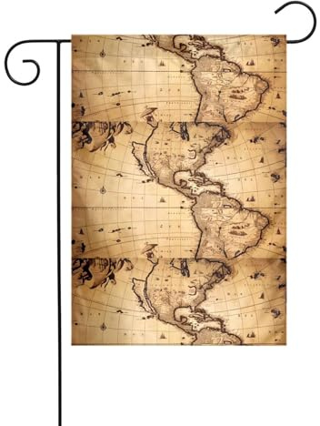 AEKGOHP Carte du monde imprimée sur mât de drapeau de jardin, décoration de cour extérieure double face, 30,5 x 45,7 cm