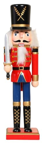 Lawnrden Soldato Schiaccianoci | Decorazioni Natalizie Schiaccianoci 11.8 Figure con Dettagli Dipinti in Legno Che tengono Una Spada per la Decorazione da Tavolo Natalizia, Spada