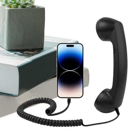 Adaptador Teléfono Retro Tipo C | Teléfono Retro Tipo C, Receptor con Mango Teléfonos Fijo Estilo Auricular con Cable para Videoconferencias Móviles, Llamadas, Reuniones, Sala Estar, Hospital Escolar
