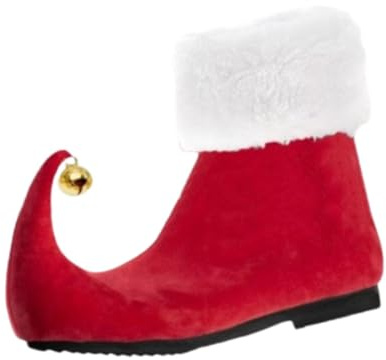 Scarpe Da di Natale, Stivali Da, Calzature, Pantofole, Stivaletti, PU Satinato con Campanellini per Adulti, Uomini E Donne, Adatti per Feste, Rosso