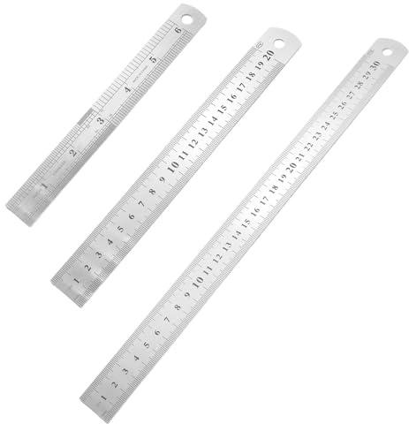 3 Pièces Règle en Acier Inoxydable 15cm 20cm 30cm, regle15 cm, regle20cm, regle30 cm Double Face Antirouille Durable pour Mesure Précise, Couture et Bureau, regle couture, reglede couture