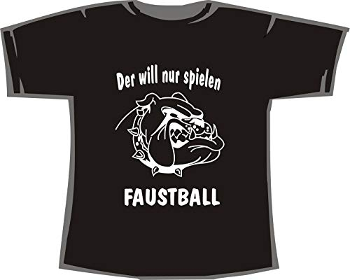 Der Will nur Spielen, Faustball; T-Shirt schwarz, 52/54; Gr. XXL; Damen