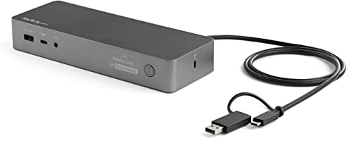 StarTech.com USB-C, USB-A Hybrid Docking Station for MacBook Pro / Air M1 M2 M3 M4 & Windows, Universal Dual 4K 60Hz HDMI DP Dock, Thunderbolt Compatible, 100W Laptop Charging
